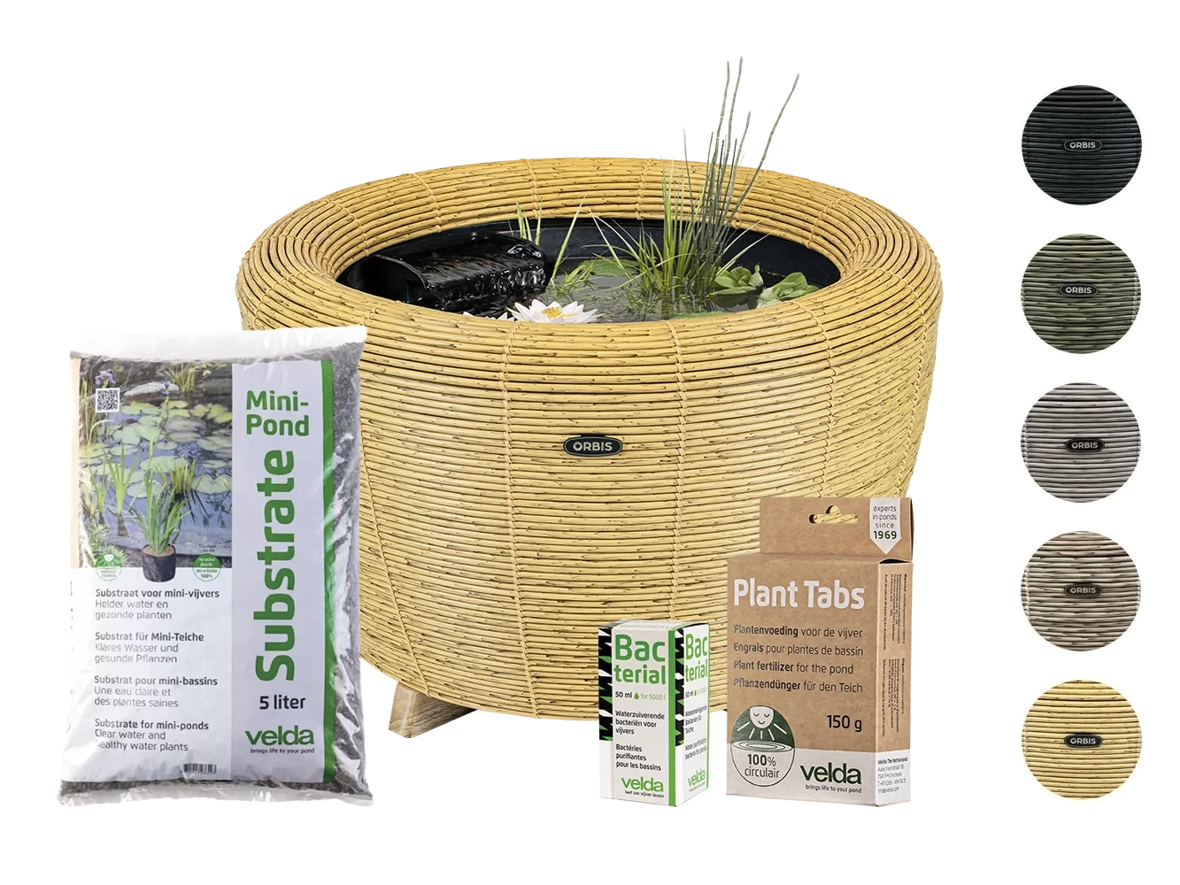 Orbis Mini-Pond Starterset – Inclusief waterval, substraat, plantenvoeding & bacteriën